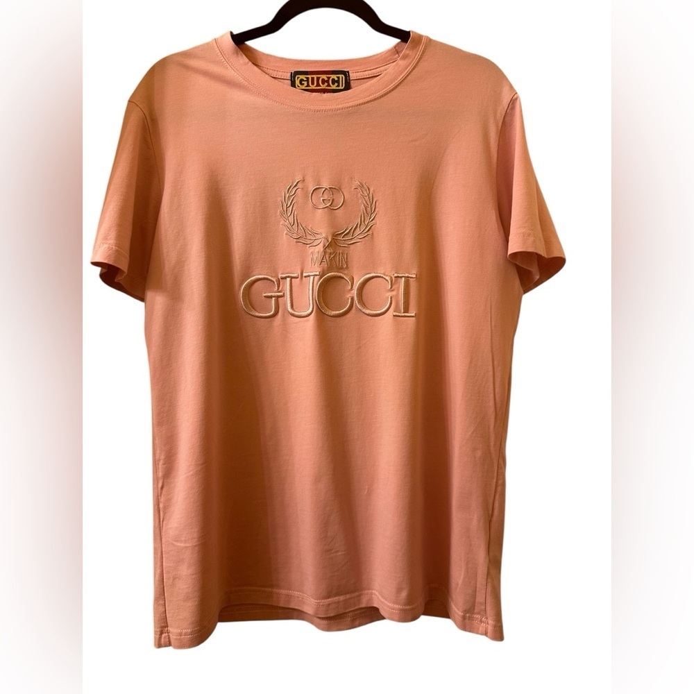 Gucci Coral Tee with Embroidered Logo size M